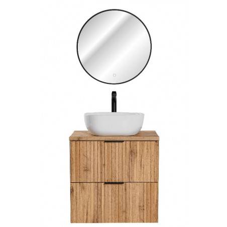 Ensemble meuble vasque à poser 60 cm en bois + miroir - Georgia Oak