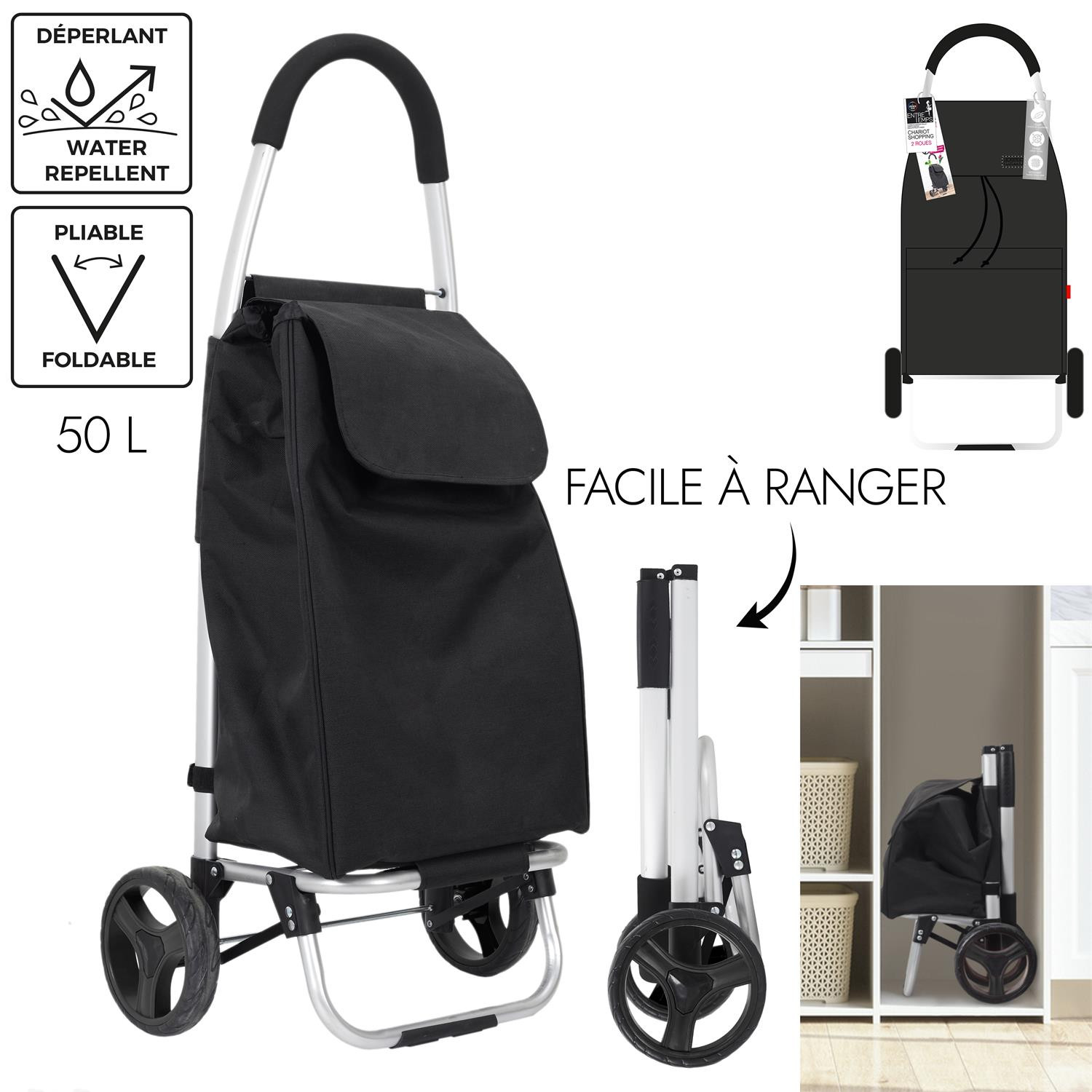 Inateck Chariot de Courses Pliable Caddie Course 41L à Grandes Roues  Silencieuses, Cadre en Aluminium, Sac Imperméable avec Compartiment  Isotherme, Poussette de Marché Noir et Gris : : Cuisine et Maison