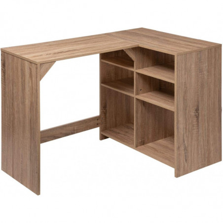 Bureau d'angle avec 6 niches de rangements - Beige - L 69 x P 110 x H 75 cm