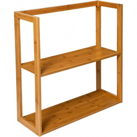 Etagère en bois modulable 2 étages en bambou - Marron - L 57 x P 20 x H 60 cm