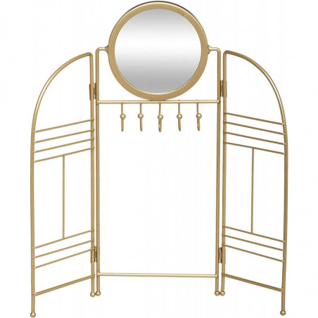 Porte bijoux en métal avec miroir - Doré - L 31,5 x P 2,5 x H 33 cm