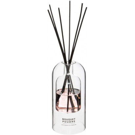 Diffuseur de parfum avec 6 bâtonnets - 150 ml - Parfum bouquet poudré