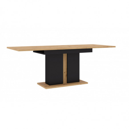 Table à manger extensible Nuka - 8 couverts - Beige et noir - L 140 à 200 x P 90 x H 76 cm