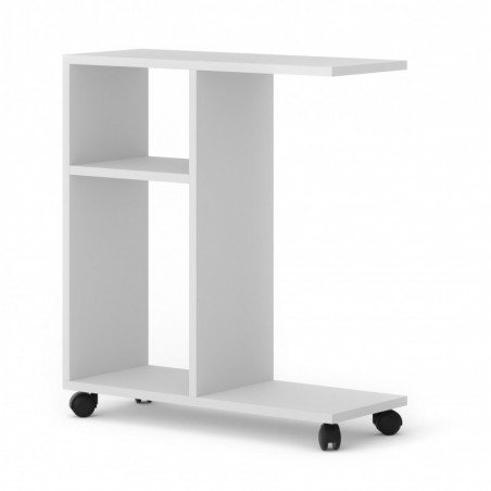 Table sur roulettes Trasco avec 2 étagères - Blanc - L 60 x P 22 x H 45 cm