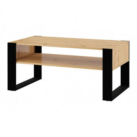Table basse Nuka en bois - Beige et noir - L 110 x P 60 x H 48 cm