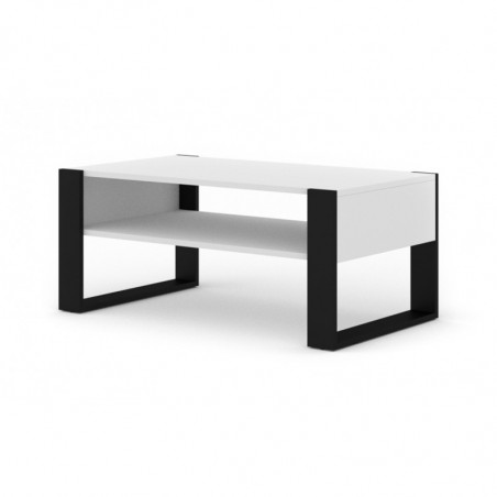 Table basse Nuka en bois - Blanc et noir - L 110 x P 60 x H 48 cm