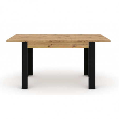 Table à manger extensible Nuka - 6 couverts - Beige et noir - L 120-160 x P 80 x H 76 cm