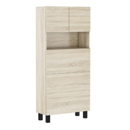 Bibliotèque avec bureau intégré Homi - Beige - L 80 x P 32/92 x H 175 cm