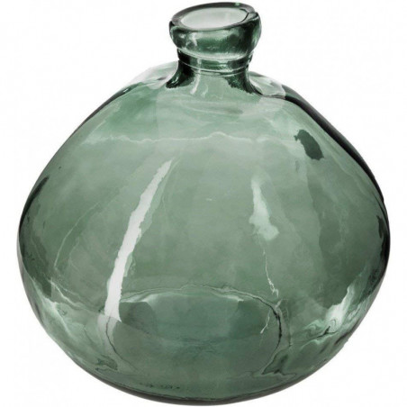 Vase rond en verre recyclé - Vert kaki - D 33 x H 33 cm
