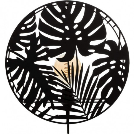 Applique murale ronde en métal ajouré à motif végétal - Noir - D 39,5 cm