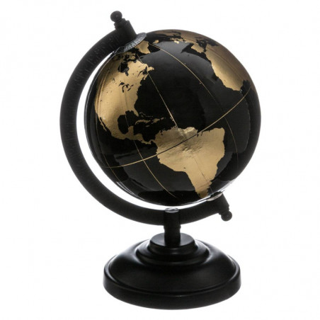 Globe terrestre - Noir et or - D 13 x H 22 cm