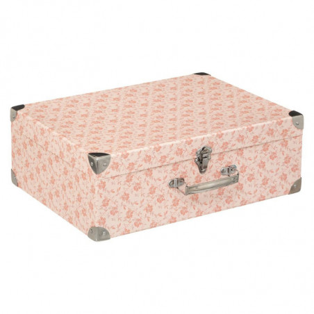 Malle avec motif liberty - Rose - L 38 x P 27,5 x H 13 cm