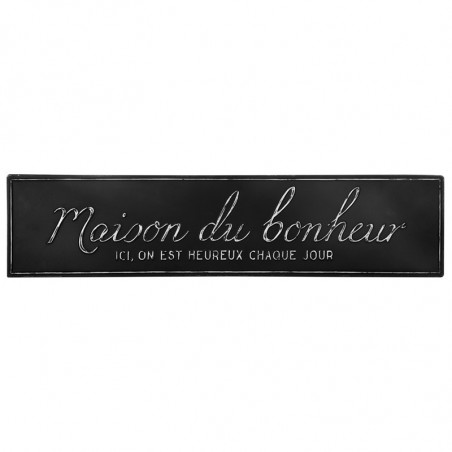 Décoration murale en métal Maison du bonheur - Noir - L 78,8 x P 0,8 x H 18,2 cm