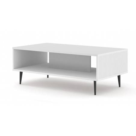 Table basse Ravenna avec pieds noirs - Blanc mat - L 90 x P 60 x H 43 cm