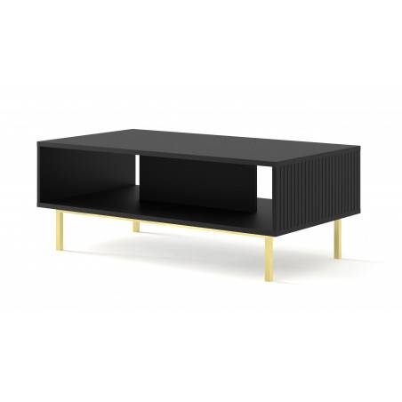 Table basse Ravenna avec cadre doré - Noir mat - L 90 x P 60 x H 45 cm
