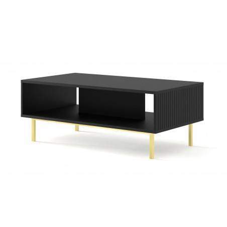 Table basse Ravenna avec cadre doré - Noir mat - L 90 x P 60 x H 45 cm