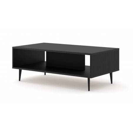 Table basse Ravenna avec pieds noirs - Noir mat - L 90 x P 60 x H 43 cm