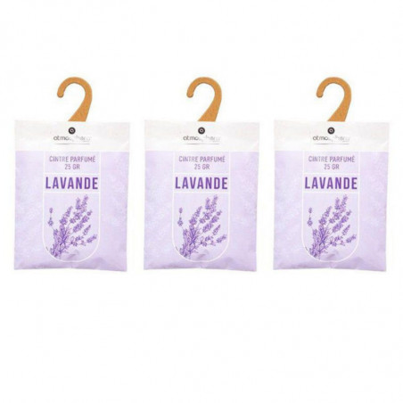 Lot de 3 cintres parfumés à la lavande - Violet - H 14 x l 9,5 cm
