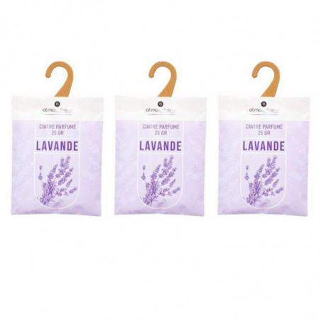 Lot de 3 cintres parfumés à la lavande - Violet - H 14 x l 9,5 cm