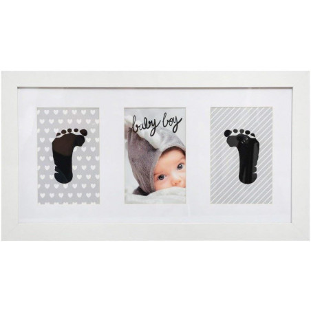 Coffret cadre à empreinte bébé - Blanc - L 44 x H 24 cm