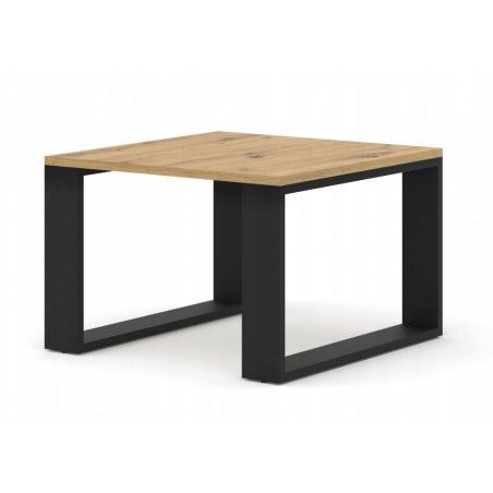 Table basse Luca en bois - Beige et noir - L 60 x P 60 x H 40 cm
