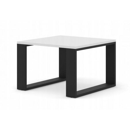 Table basse Luca en bois - Blanc et noir - L 60 x P 60 x H 40 cm