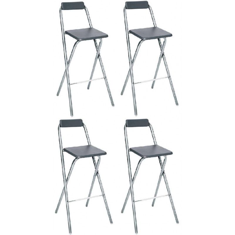 Lot de 4 chaises de bar Louna - Gris - L 51 x H 97 cm