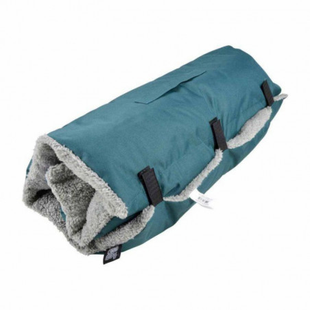 Matelas de voyage pour animaux en tissu - Bleu Canard/ Gris - L 80 x l 50 cm