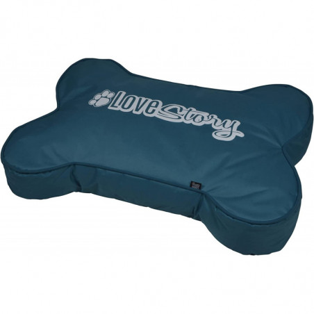 Coussin déhoussable en forme d'os pour animaux - Bleu canard - L 100 x l 70 cm