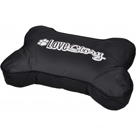 Coussin déhoussable en forme d'os pour animaux - Noir - L 100 x l 70 cm