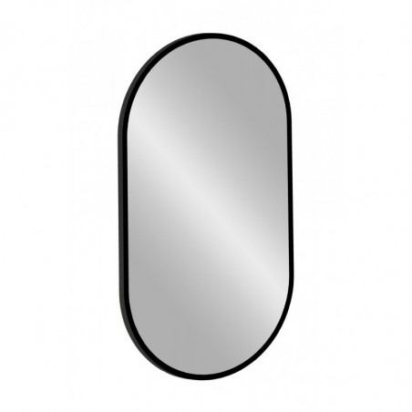 Miroir mural oval Led tactile - Cadre noir - L 90 cm x l 50 cm - Lustro Apollo