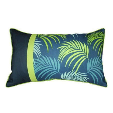 Coussin déhoussable avec motif végétal en tissu - Vert et Bleu - 30 x 50 CM