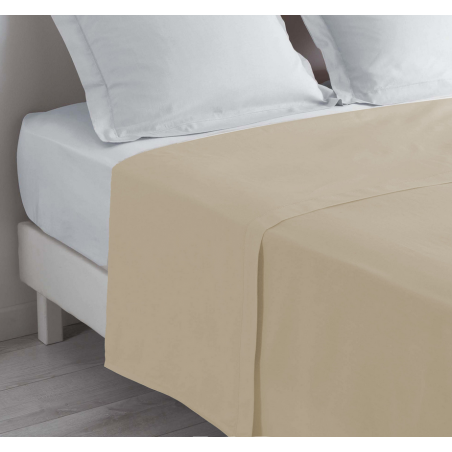 Drap plat 100% coton Bio - Beige - 180 x 290 cm