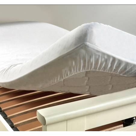 Protège matelas en éponge imperméable anti-acariens pour lit double - Blanc - 160 x 200 cm