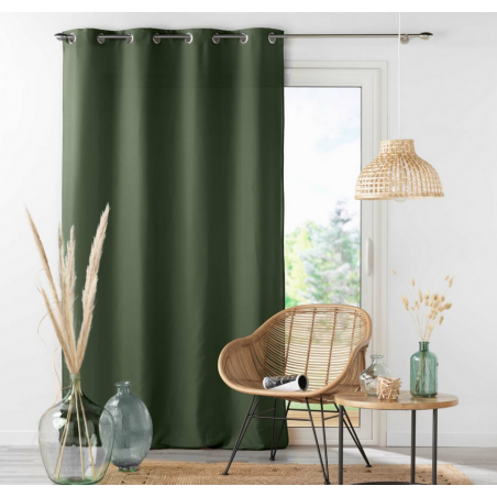 Rideau en microfibre avec 8 oeillets - Vert kaki - 140 x 260 cm