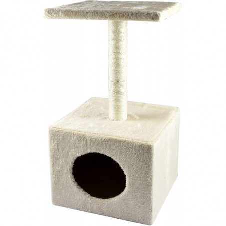 Arbre à chat avec 1 niche - Beige - H 58 x L 30 x P 30 cm