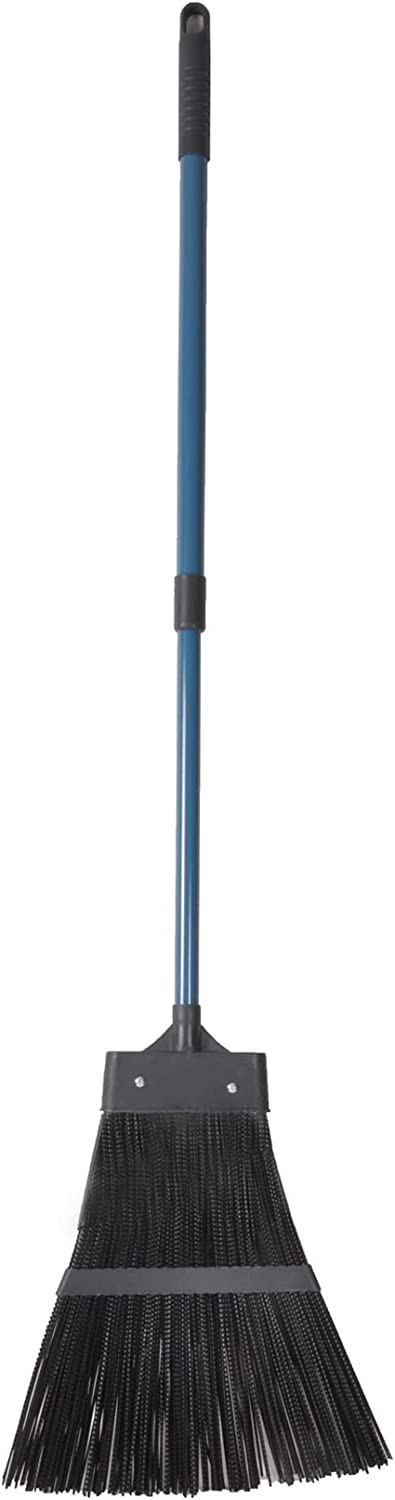 Balai Extérieur Fibres Plastique – Manche Télescopique 60-110 Cm, Couleur Anthracite/bleu Paon, Pour Terrasses, Allées