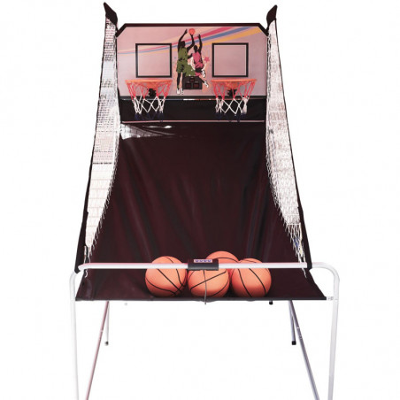 Jeux de basket ball avec 4 ballons + 1 pompe - Marron - 200 x 207 x 110 cm