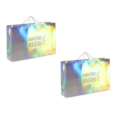 Lot de 2 grands sacs cadeaux en papier - Multicolore - 50 x 33 x 12 cm