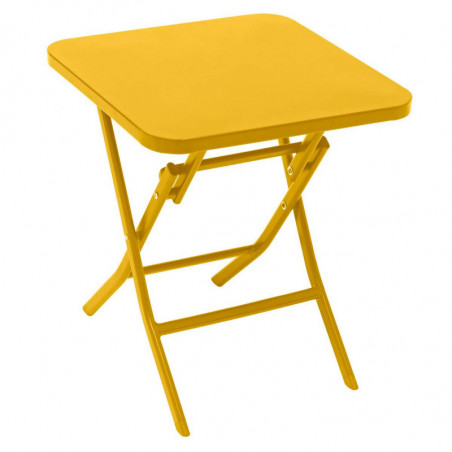 Table d'appoint carré pliante acier - Jaune - 40 x 40 x H 45 cm - Gamme Greensboro