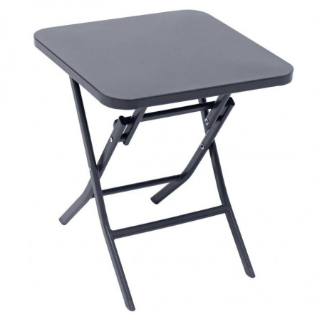 Table d'appoint carré pliante en acier - Gris - 40 x 40 x H 45 cm - Gamme Greensboro