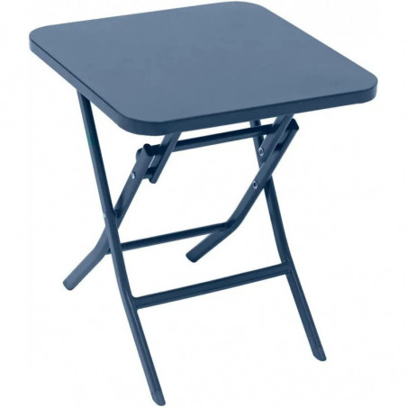 Table d'appoint carré pliante en acier - Bleu - 40 x 40 x H 45 cm - Gamme Greensboro