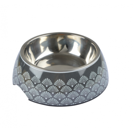 Gamelle pour animaux en inox à motifs New Art - 600ml - Gris anthracite - D 17,6 cm