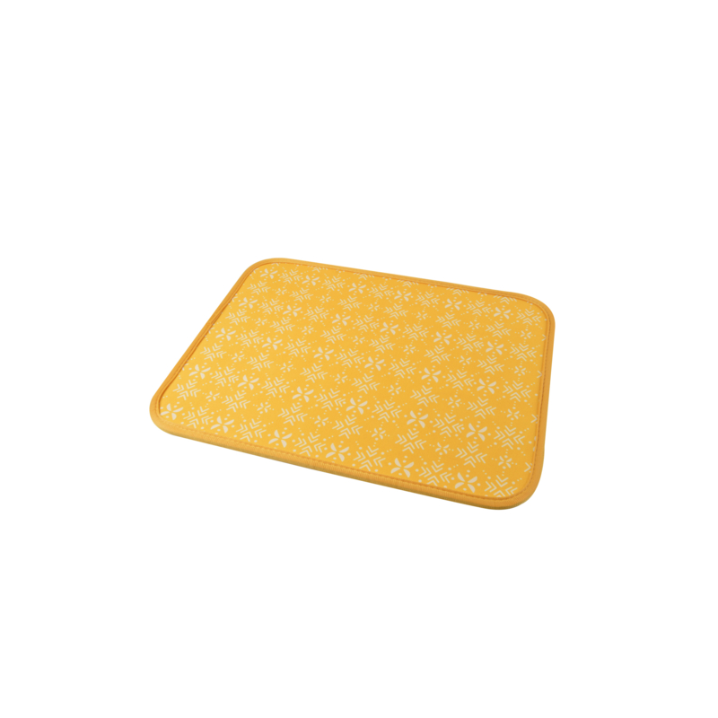 Tapis de repas antidérapant pour animaux à motifs Ethnic - Jaune - L 45 x 35 cm