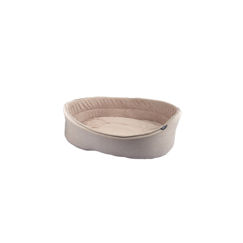 Panier ovale pour animaux avec intérieur aspect peluche - Beige - L 40 x l 23 cm - Gamme Newton
