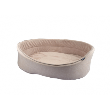Panier ovale pour animaux avec intérieur aspect peluche - Beige - L 75 x l 57 cm - Gamme Newton