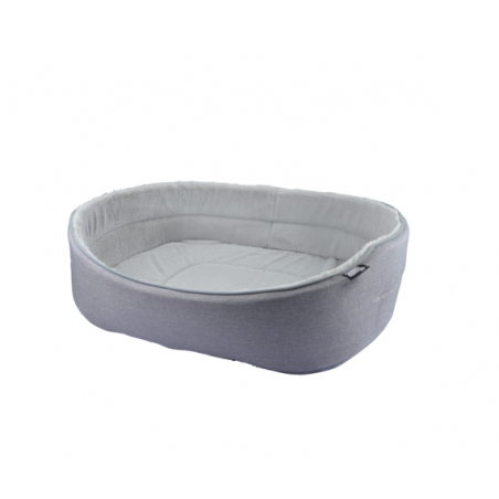 Panier ovale pour animaux avec intérieur aspect peluche - Gris - L 70 x l 53 cm - Gamme Newton