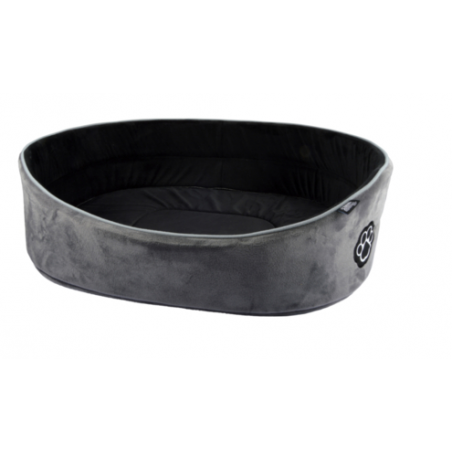 Panier ovale pour animaux en velours - Gris et noir - L 50 x l 33 cm - Gamme Newton