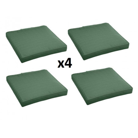 Lot de 4 galettes de chaises déhoussables - Vert olive - 40 x 40 cm - Gamme Korai