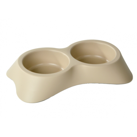 Double gamelle en plastique - 500ml - Beige - L 35 x l 20 x H 6 cm